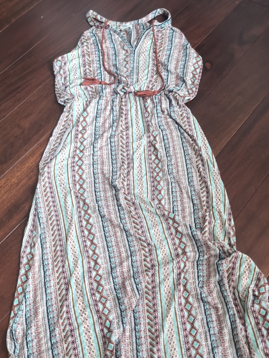 Artisan Ny Dresses & Skirts - Artisan Ny Striped Maxi Dress in White, Brown & Teal